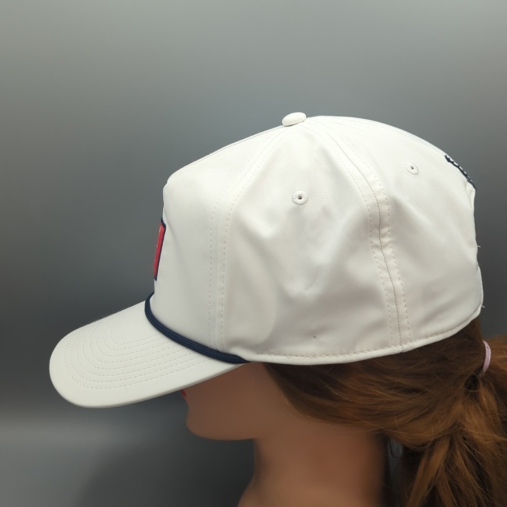 FootJoy Tony's Market 5 Panel 18th Flag White/Red Adjustable Snapback Rope Hat - Picture 3 of 13
